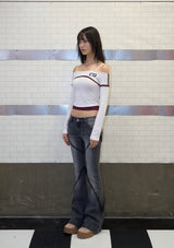 dia stud boots cut denim pt - grey
