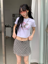 チェックシフォンミニスカート (4C)