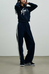 RIBBON JERSEY TRACK PANTS / NAVY