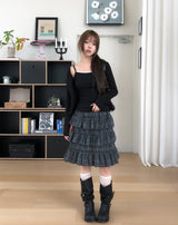 Hypee Check Tiered Midi Skirt