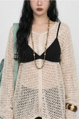 REVERSIBLE MESH KNIT CARDIGAN (2COLORS!)