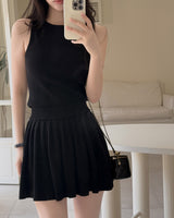 Near wool knit sleeveless&skirt set (with underpants)