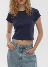 [B-BASIC] クールスタンダードラウンドクロップ半袖Tシャツ (2SIZE)