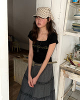 [ORIGINAL] Moel Cancan Check Midi Skirt