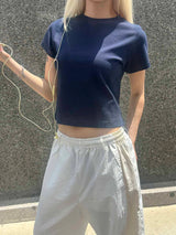 Soft tension crop t-shirts(8color)