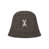 VA Applique Cable Knit Bucket Hat / Brown