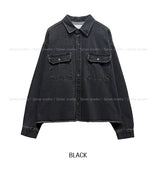 Mar Crop Cutting Denim Shirt