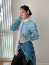 Baby Blue Twisted Long Sleeve Knitwear
