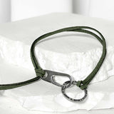 Suede string lettering bracelet_khaki