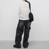 (Unisex) Parchment with open back denim pants