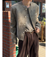 [F/W] ハンガーツイードラウンドネックジャケット(2color)