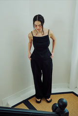 Linen Wide Pants (BLACK)