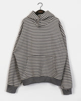 Koyu Button Stripe Warmer Hooded T-shirt