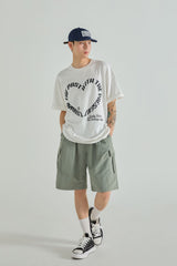 PATCH POINT NYLON CARGO HALF PANTS - KHAKI