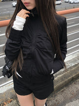 Dain Shirring Banding Zip-Up Jacket