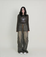 Kibet Heart Vintage Printed Long Sleeve T-Shirt