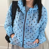 Danbury See-through Dot Hooded Loose Fit Jumper Summer Outerwear 3 Colors