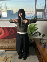 (4colors) rib knit bt hood T-shirt