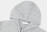Liu Brush Warmer Two-Way Overfit Knit Hooded Zip-Up