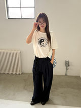 belted denim wide slacks
