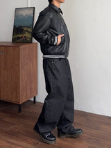 Twin Line Leather Jacket (2color) (No.995)