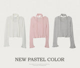 Feminine Frill Wool Crop Knit + Tie Set (3color)