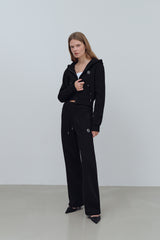 EARTHYUSE TWO-WAY TRACK PANTS - BLACK