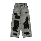 WASHED DAMAGE DENIM PANTS (GRAY) F25ZD979