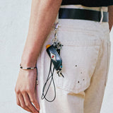 turquoise leather cord beads necklace & lighter case black