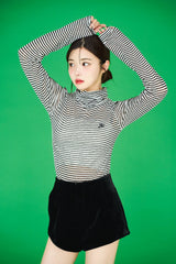 ロングスリーブハイネックボーダーTシャツ / Long sleeve high neck border TEE