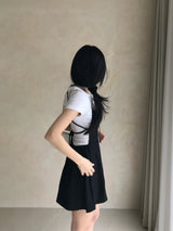 リゼ バックストラップ チューリップ ノースリーブ ミニドレス