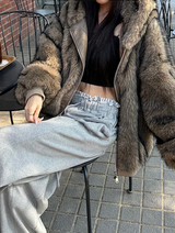 [Unisex] Fur 2way hood zip up(4color)