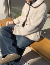 Bigget Collar Wool Mustang Fur Jacket