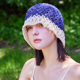 メタルティップクロシェツートーンバケットハット / Navy