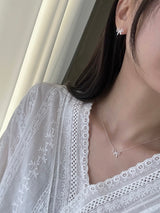 [92.5silver] Solid リボンピアス
