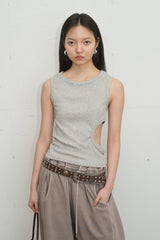 Side Cutout Ribbed Sleeveless (Gray)