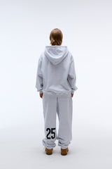 Sound wave artwork damage washing hoodie zip-up (Melange)