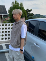 Snap Hooded Nylon Vest 3C