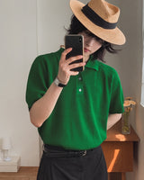 ベルナラインカラーニットショートスリーブTシャツ