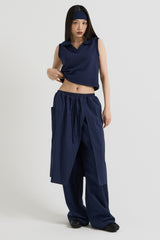 Cotton Banding Skirt Pants, Navy
