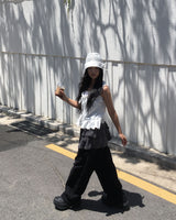 Dot cancan shirring skirt