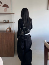 Sophia Vintage Eyelet Lace-up Shoulder Bag 
