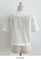 Koren V-neck Linen Short Sleeve Jacket