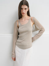 (CD-2204)GLOSSY SHEER TOP BOLERO SET S