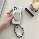 [SET]Wavy chrome silver case + grip + strap
