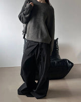 Belted layered wide pants(3color)