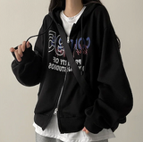 95 Lettering Two Way Hooded Zip-Up