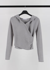 BUTTON WRAP HOOD TEE