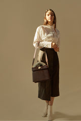 LAZEL CROC フラップトートレザーバッグ / Wani Burgundy
