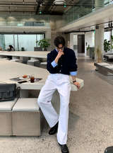 ローガン カシミア ハチ ラウンドネック カーディガン
